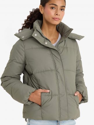 کاپشن زنانه خاکی دفکتو تصویر ۱