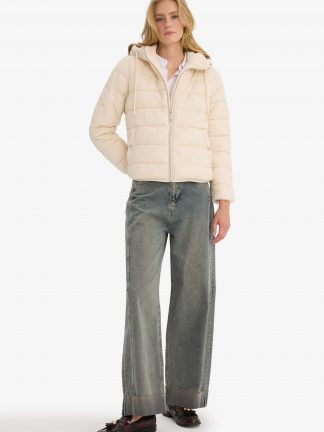 کاپشن زنانه بژ دفکتو تصویر ۱