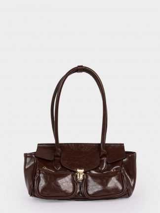 کیف دستی زنانه قهوه ای دفکتو تصویر ۱