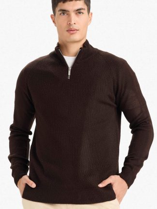 پلیور مردانه قهوه ای دفکتو تصویر ۱