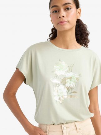 تیشرت زنانه نعنایی دفکتو تصویر ۱