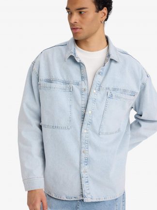 پیراهن جین مردانه آبی روشن دفکتو تصویر ۱