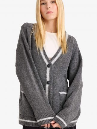 ژاکت زنانه خاکستری تیره دفکتو تصویر ۱