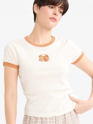 تیشرت زنانه بژ دفکتو تصویر ۱