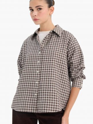 شومیز زنانه قهوه ای دفکتو تصویر ۱