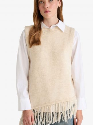 جلیقه زنانه بژ دفکتو تصویر ۱