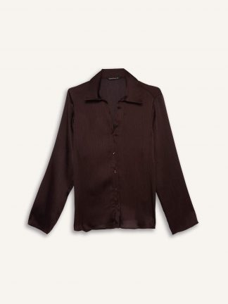 شومیز زنانه قهوه ای روشن دفکتو تصویر ۱