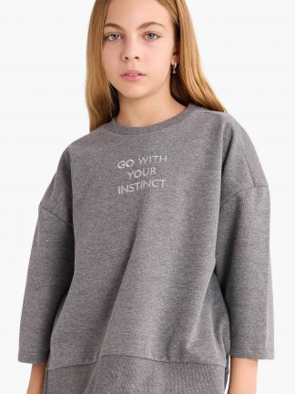 سویشرت دخترانه خاکستری تیره دفکتو تصویر ۱