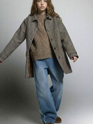 پالتو دخترانه بژ دفکتو تصویر ۱