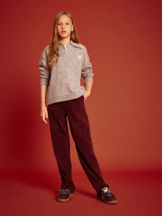 شلوار راحتی دخترانه زرشکی دفکتو تصویر ۱