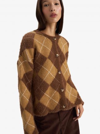 ژاکت زنانه قهوه ای دفکتو تصویر ۱