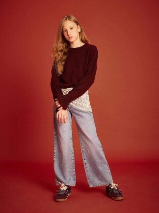 شلوار جین دخترانه نعنایی (فرعی) (مادر:آبی) دفکتو تصویر ۱