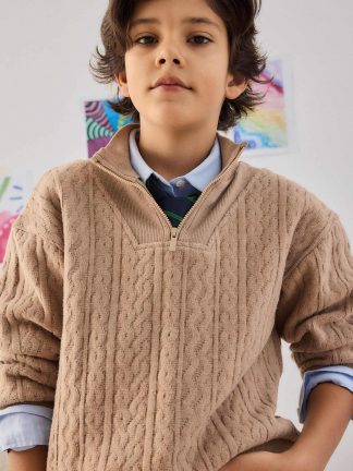 پلیور پسرانه راسویی تیره (فرعی) (مادر : بژ) دفکتو تصویر ۱