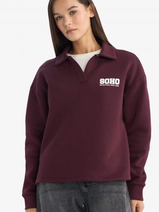 سویشرت زنانه زرشکی دفکتو تصویر ۱