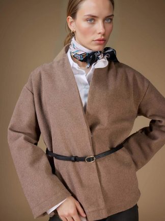 کت زنانه بژ دفکتو تصویر ۱