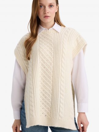 جلیقه زنانه بژ دفکتو تصویر ۱