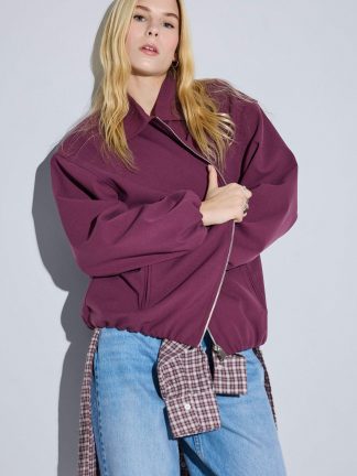 کت زنانه زرشکی دفکتو تصویر ۱