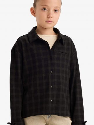 شومیز دخترانه قهوه ای روشن دفکتو تصویر ۱