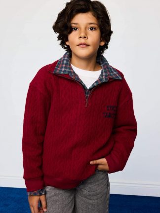 سویشرت پسرانه زرشکی دفکتو تصویر ۱