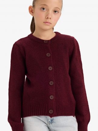 ژاکت دخترانه زرشکی دفکتو تصویر ۱