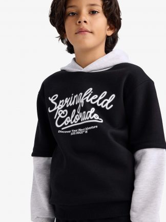 هودی پسرانه مشکی دفکتو تصویر ۱