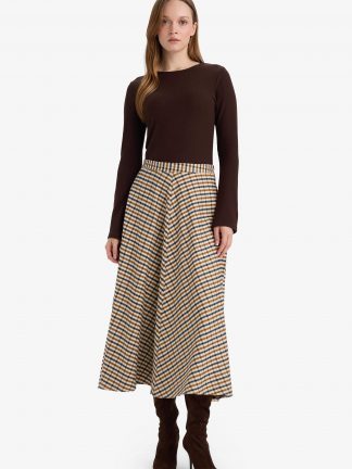 دامن میدی زنانه بژ دفکتو تصویر ۱