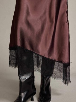 دامن میدی زنانه قهوه ای روشن دفکتو تصویر ۱