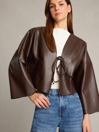 کت زنانه قهوه ای دفکتو تصویر ۱