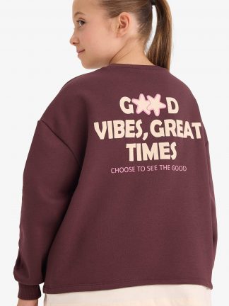 سویشرت دخترانه قهوه ای روشن دفکتو تصویر ۱