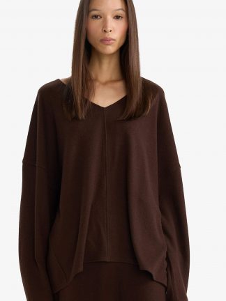 سویشرت زنانه قهوه ای تیره دفکتو تصویر ۱