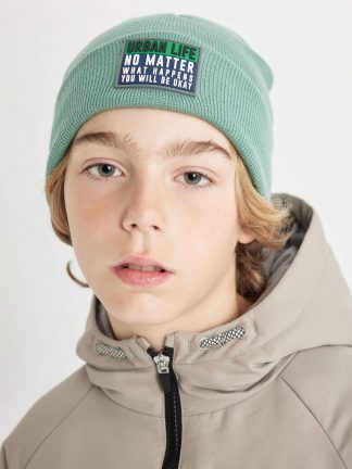 کلاه بافت پسرانه آبی فیروزه ای دفکتو تصویر ۱