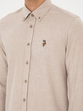 پیراهن آستین بلند مردانه بژ یو اس پولو