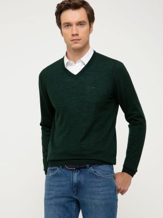 پلیور مردانه سبز تیره کاشارل