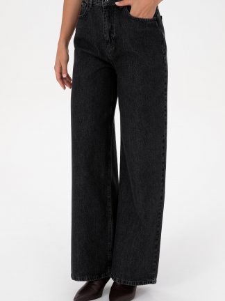 شلوار جین وایدلگ زنانه خاکستری تیره یو اس پولو