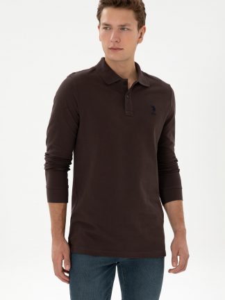 سویشرت مردانه قهوه ای تیره یو اس پولو