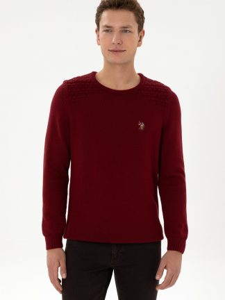 پلیور مردانه زرشکی یو اس پولو