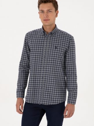 پیراهن آستین بلند مردانه آبی روشن یو اس پولو