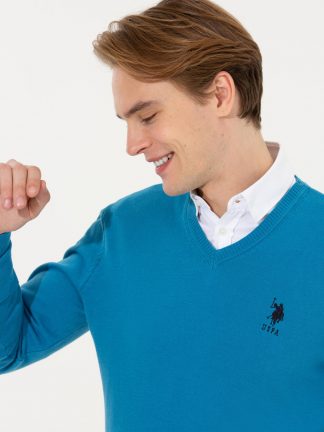 پلیور مردانه آبی کوبالت یو اس پولو