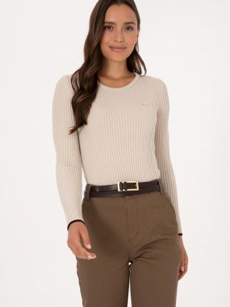 پلیور زنانه طوسی ملانژ یو اس پولو