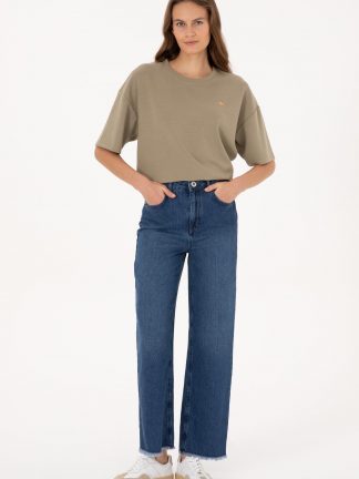 شلوار جین وایدلگ زنانه آبی یو اس پولو