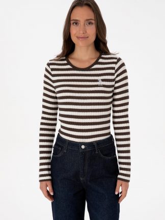 سویشرت زنانه قهوه ای یو اس پولو