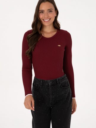 پلیور زنانه زرشکی یو اس پولو