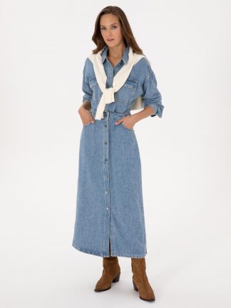 پیراهن زنانه آبی پیرکاردین