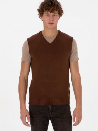 جلیقه مردانه قهوه ای یو اس پولو