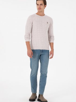 پلیور مردانه طوسی ملانژ یو اس پولو