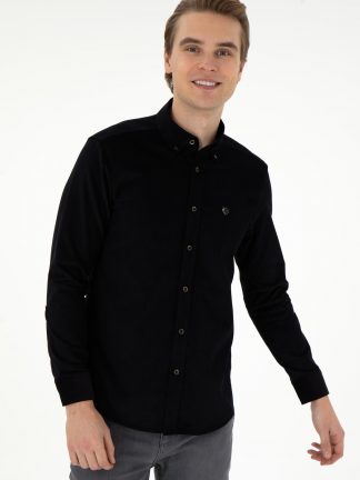 پیراهن آستین بلند مردانه مشکی یو اس پولو