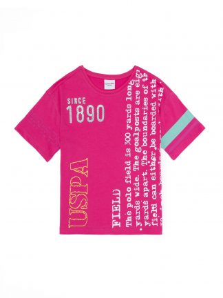 تی شرت دخترانه صورتی روشن یو اس پولو