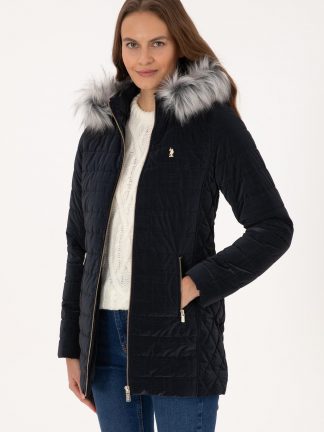 کاپشن زنانه سرمه ای یو اس پولو