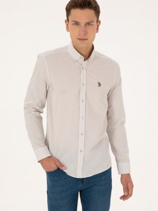 پیراهن آستین بلند مردانه طوسی یو اس پولو