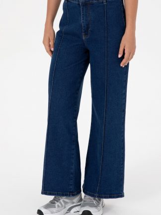 شلوار جین وایدلگ زنانه آبی یو اس پولو